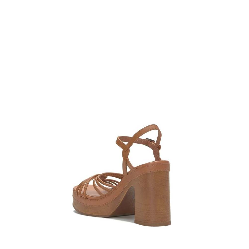 Lucky Brand Cognac Brown Retro Chic Classic Wooden Platform Sandals SZ 9.5 M - Picture 5 of 16